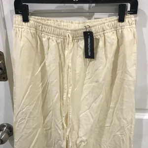 NWT Pretty Little Thing Tall Stone Linen Extreme Wide Leg Pants Trousers Medium thumbnail 7