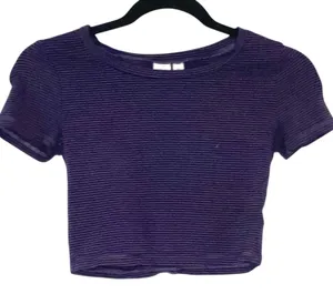 BP‎ Purple Ribbed Cropped Baby Tee Short Sleeve Top Small thumbnail 1