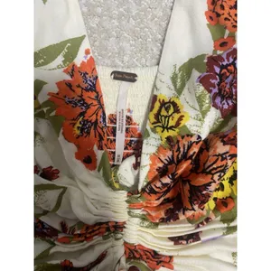 Free People Floral Ruched Ruffle Sleeveless Mini Sundress Ivory Multi Size M thumbnail 14