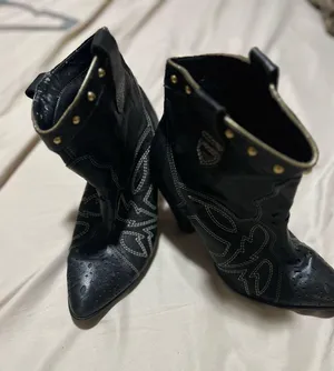 Leather western ankle boots Black Size 11 thumbnail 1
