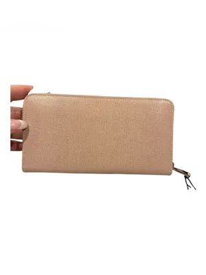 Furla Babylon Moonstone Tan pink leather and viscose zippered wallet. thumbnail 2