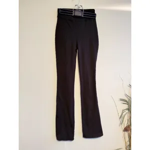 Alo Yoga Womens High Waist Airbrush Seam Flare Leggings Black Front‎ Slit Pants thumbnail 3