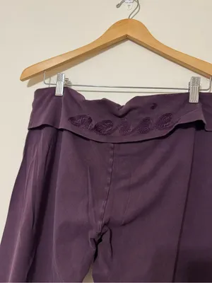 Y2K Aerie Cotton Deep Plum Fold-Over Waist Boot Cut Yoga Pants thumbnail 3
