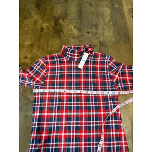 NWT‎ Womens J. Crew tissue turtleneck red navy white plaid 100% cotton size M thumbnail 5