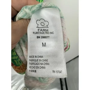Farm Rio Pineapple Garden Linen Dress Off Shoulder Puff Sleeve Midi M Tropical thumbnail 9