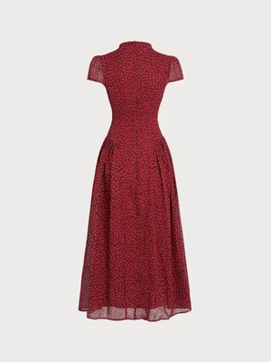 Rihoas Red Cap Sleeve Floral Maxi Dress thumbnail 7