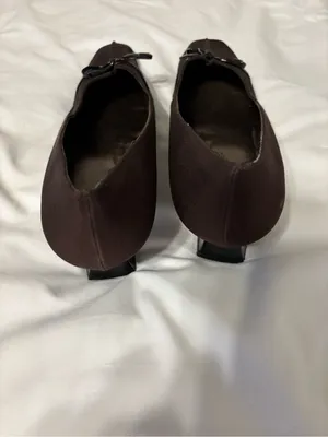 Stuart Weitzman Brown Square Toe Kitten Heel Pumps Patent Bow Women’s 11B thumbnail 5