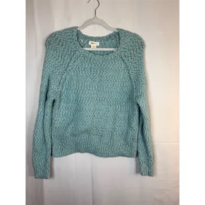 Yes Lola Sweater Womens Size M Blue Green Chunky Knit Crewneck Pullover thumbnail 2