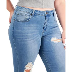 NWT Gogo Jeans Distressed Frayed Straight-Leg Jeans Medium White Wash Blue 20W thumbnail 4