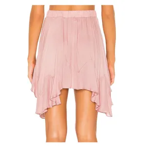 Free People Easy Does It Mini Skirt Womens Medium‎ Mauve Boho Ruffle Fairycore thumbnail 4