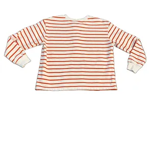 Molly Yeh Sweatshirt Large Henley Boxy French Terry 100% Cotton Orange White‎ thumbnail 2