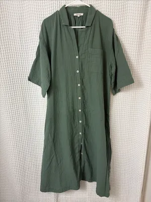 Madewell Lightestspun Cover-Up Maxi Shirtdress Sage Green Medium thumbnail 4