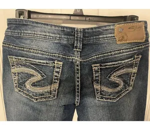Women's Silver Dark Wash Aiko Bootcut Denim Jeans Marked Size 26x29(27) thumbnail 3