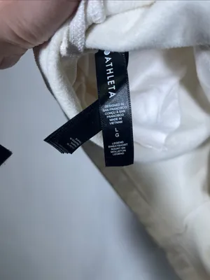Athleta Allyson Felix Womens Cream/Off White Legend Sweatshorts Large thumbnail 5