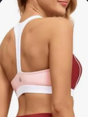 Two-Piece Active Set - Dusty Rose Bike Shorts & Burgundy Sports Bra thumbnail 2