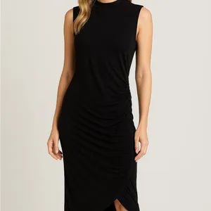 Black Mock Neck Sleeveless Bodycon Dress Fitted Mini w/High Neckline size XS thumbnail 2