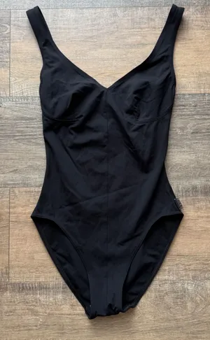 SHAN Black V-Neck One Piece‎ Swimsuit Made in Canada Size 6 US 10 UK Minimalist thumbnail 1