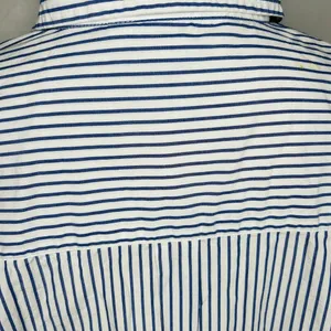 Gap Button-Down Shirt Dress Long-Sleeve Striped Gathered Waist Cotton Sz M thumbnail 10