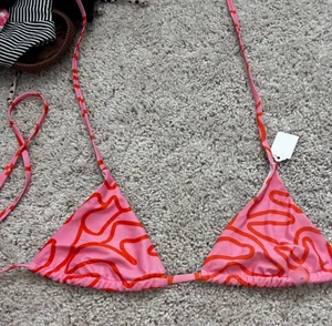 Womens Pink Orange‎ Abstract Swirl Triangle Bikini Top Swimwear Size S thumbnail 1