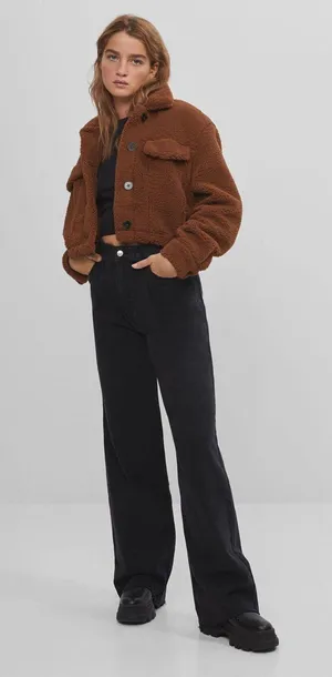 new with tags cropped teddy sherpa jacket thumbnail 2