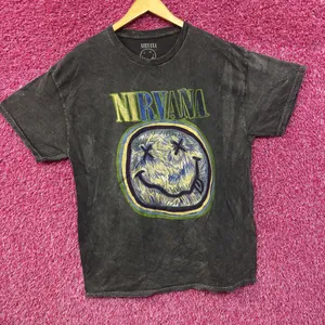 Nirvana Graphic Smiley Face Charcoal T-Shirt XL thumbnail 3