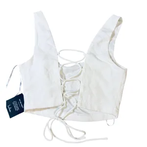NWT Lulus Size Medium White Open Back White‎ Sleeveless Crop Top Square Neck thumbnail 5
