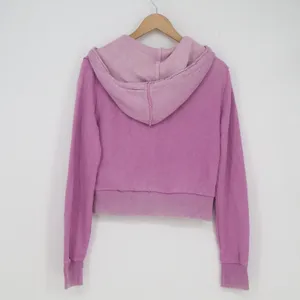 American Eagle Seriously Lived-In Purple Cropped Zip Up Hoodie Womens Medium thumbnail 5