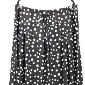 Retro Y2K Vintage Metrowear Black Polka Dot‎ Stretch Maxi Long Flare Skirt 3X thumbnail 3