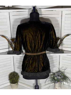 Vintage Victorian blouse crushed velvet brown Vamp whimsigoth cosplay Ren Fair thumbnail 2