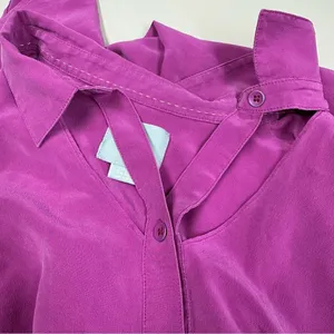 Anthropologie Maeve Mairead Silk Blouse Fuschia Button Up Women’s Small thumbnail 5