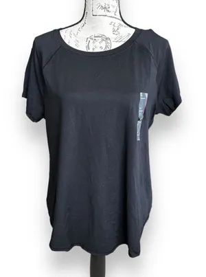 New All in Motion Women's Short Sleeve Back Seam High Low Black T-shirt XXL thumbnail 1