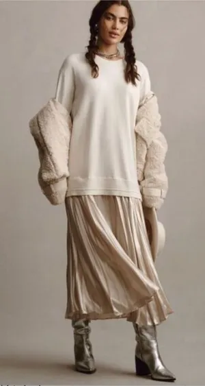Anthropologie Long-Sleeve Pleated Twofer Sweater Maxi‎ Dress size xs thumbnail 1
