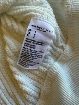 American Eagle Top Womens Large Thermal Oversized White V-neck Waffle Knit Shirt thumbnail 5