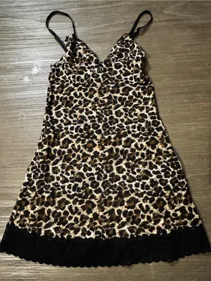 Vintage Victoria's Secret Leopard Print Slip with Black Trim thumbnail 1