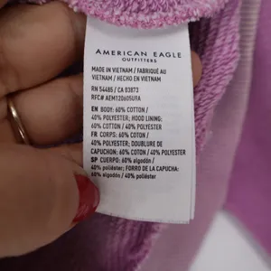 American Eagle Seriously Lived-In Purple Cropped Zip Up Hoodie Womens Medium thumbnail 3