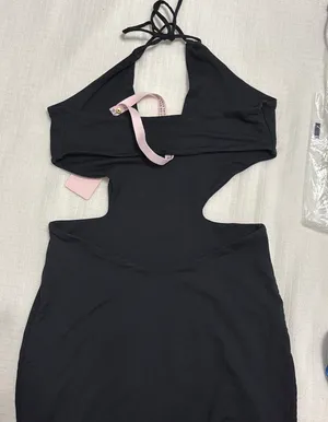 Halter Black Cutout Mini Dress thumbnail 4
