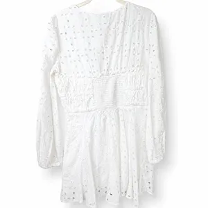 NEW Gianni Bini Katrina White Eyelet Embroidered Long Sleeve Mini Sundress Large thumbnail 5