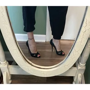 Vintage JoPini Sandro Vicari Black Suede Peep Toe Heels Italy Size 37 thumbnail 7