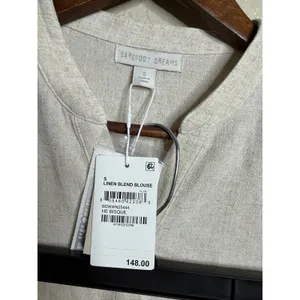 Barefoot Dreams Linen Blend Blouse & Pants Set size S NWT He Bisque thumbnail 3