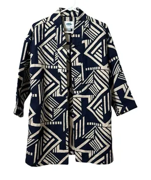 Old Navy Women Long Jacket Open Front Aztec Southwestern Country Size Small Blue thumbnail 1