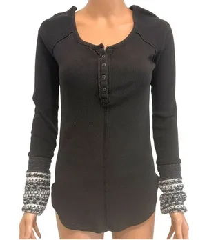 Free People medium Ski Lodge Henley thermal top TLS1 3280 thumbnail 1