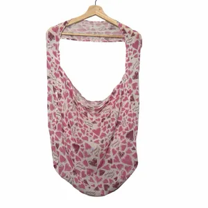 Free People Pink Heart Print Gauze Tote Bag Boho Coquette Reusable Shopper thumbnail 3