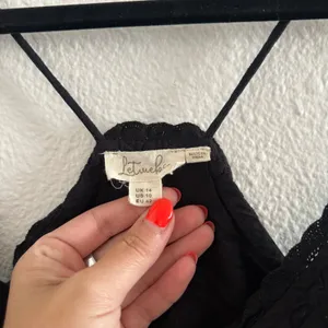 Anthropologie Let Me Be Lace Peplum Embroidered V-Neck Tank Top Black thumbnail 5