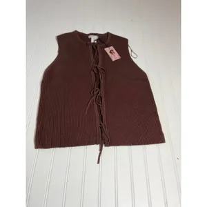 Sincerely Jules Brown Ribbed Tie Front Sweater Vest NWT Medium thumbnail 2