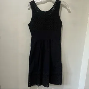 Womens Madewell black‎ Eyelet Dress Zipper Lined 100% Cotton Sleeveless small thumbnail 6