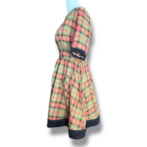 Retrolicious Orange Plaid Fit Flare Dress Small Pinup Retro Mod Rockabilly thumbnail 7