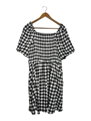 LuLaRoe Black and White Gingham Smocked Alina Nap Midi Dress thumbnail 4