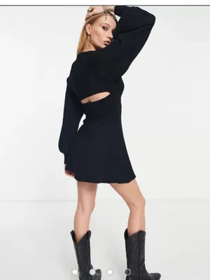 Free People Emmaline Black Square-Neck‎ Mini Dress with Balloon Sleeves medium thumbnail 3