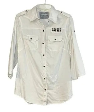 Seven For All Mankind Snap Button Up White Blouse Small thumbnail 1