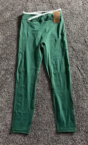 Berlook Leggings Womens Size L Evergreen Green High Waisted Side Pockets thumbnail 1